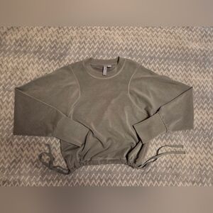 Sweaty Betty Cropped Olive Green Crewneck